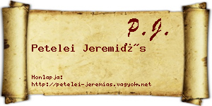 Petelei Jeremiás névjegykártya